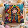 Cartoon Virgin Mary Art Cushion Cover Home & Car Multi-Scene Pillow Cover - Reversible, Soft & Durable for Daily Use