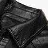 Men Jacket Faux Leather Solid Color Stand Collar Smooth Thick Warm Long Sleeve Zipper Neck Protection Motorcycle Windproof Cool Autumn Winter Jacket