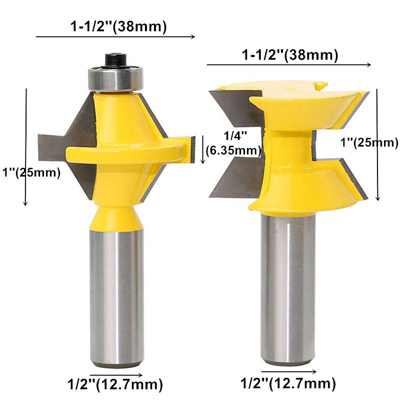 1/2'' 120° Dovetail Router Bit Set - 2-Piece Woodworking Milling Cutter for Plywood