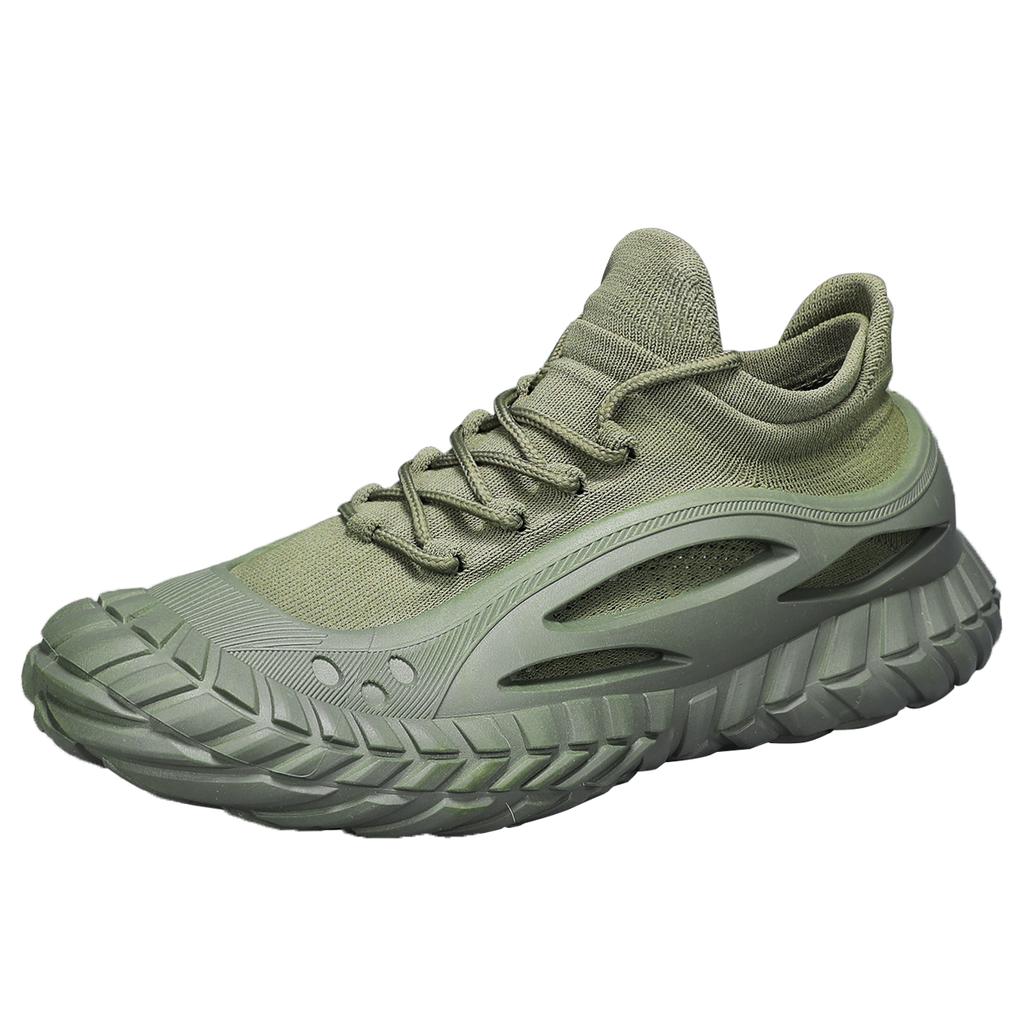 Fashion Casual Trendy Men's Shoes 2025 Knitted Breathable Lazy Shoes One Step Causal Outdoor Shoes Round Toe PVC Sole Non-Lace Up