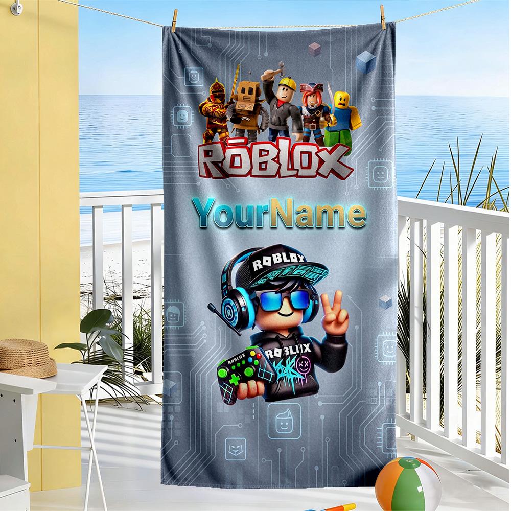 Roblox Customized Name Beach Towel Super Soft & Absorbent Suitable for Swimming Gym Camping Yoga Vacation