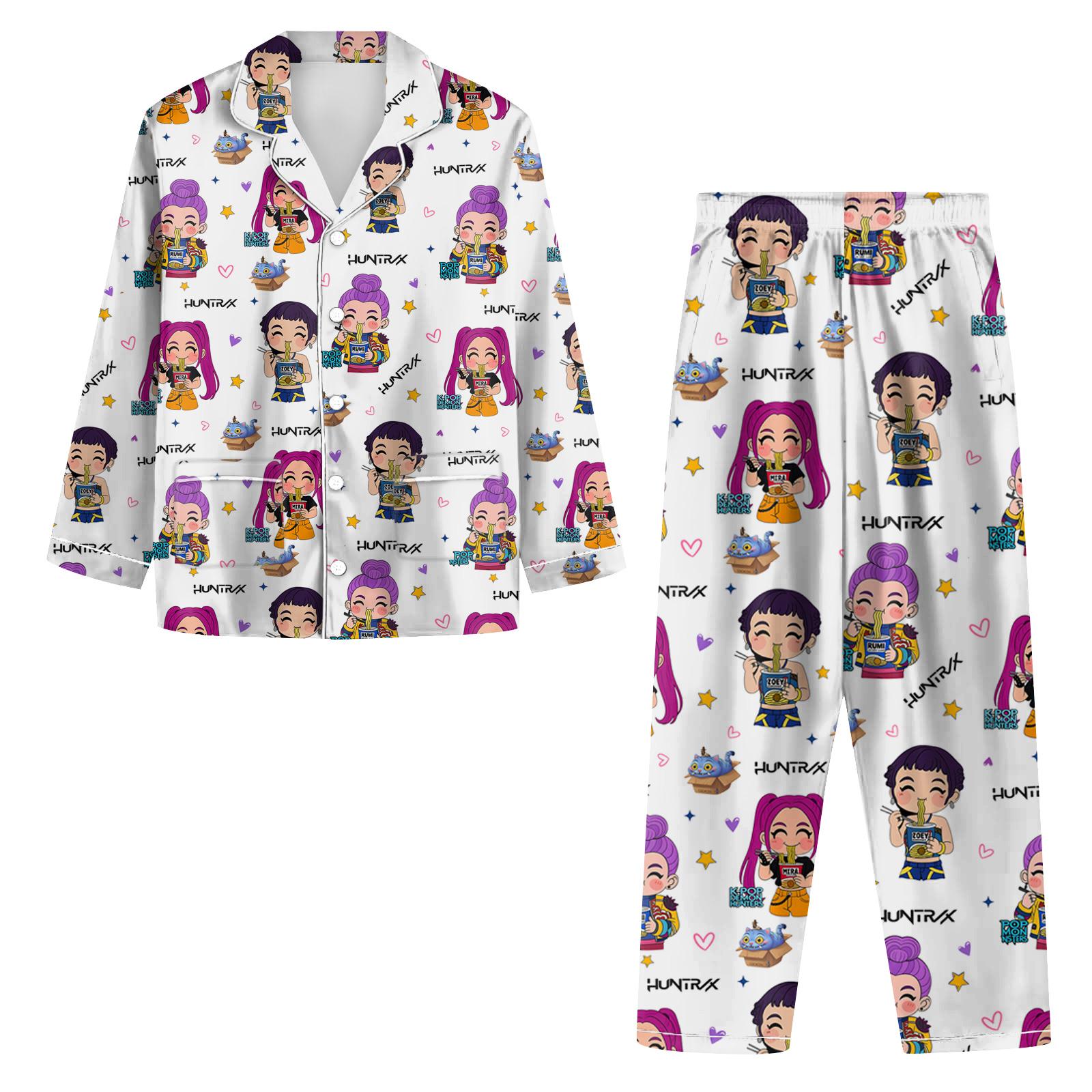 

Женский костюм из 2 предметов с принтом, топ на пуговицах с длинными рукавами, широкие брюки, комплект, пижамный домашний повседневный костюм XL белый