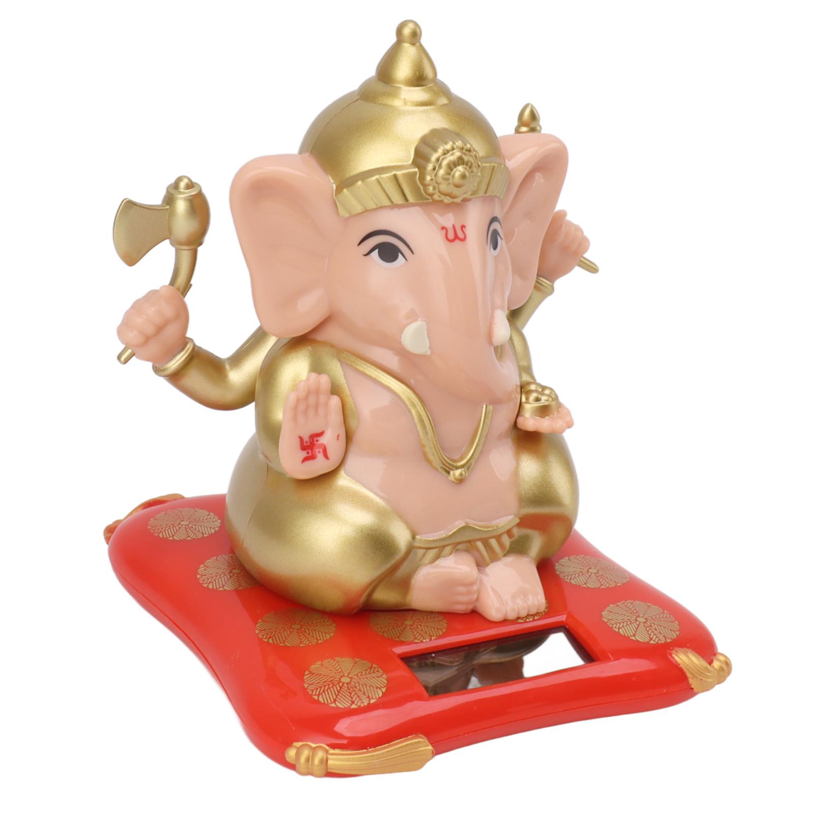 Ganesha Elephant God Statues Solar Powered Indian Ganesha   Figurine for Car Dashboard Home Decor Crafts