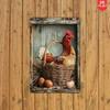 Póster Metálico Vintage Gallina de Granja Huevos Arte de Pared para Cocina