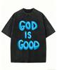 God Is Good Bubble Letter Graphic TShirt Relaxed Retro Washed Tee for Men Women Travel Daily Vacation Stylish Street Looks