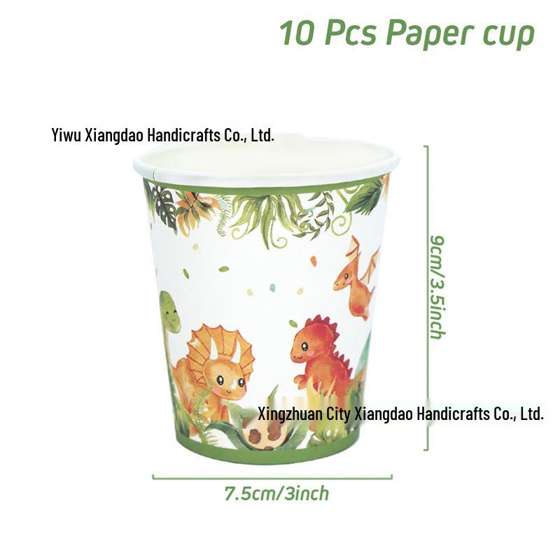 Dinosaur Theme Disposable Tableware Set for Kids' Birthday - Plates, Cups, Napkins