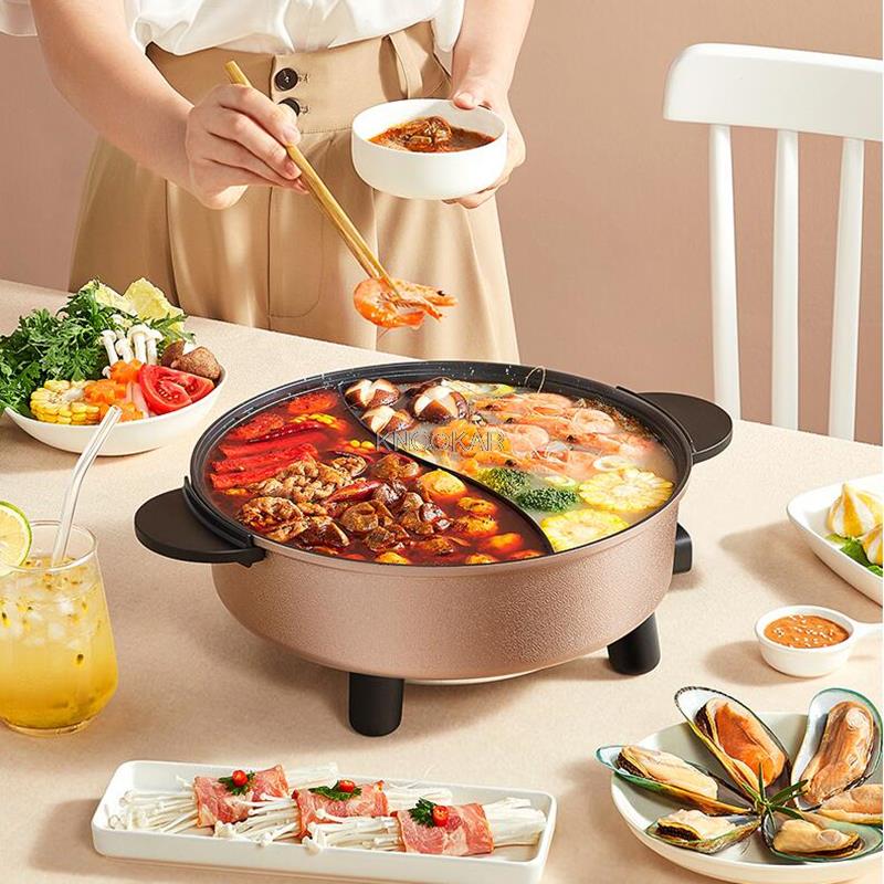 Joyoung 220V 5L Hotpot Koken Machine 2 Smaak Huishoudelijke Elektrische Hot Pot Non-stick Multi Fornuis Koekenpan hot Pot