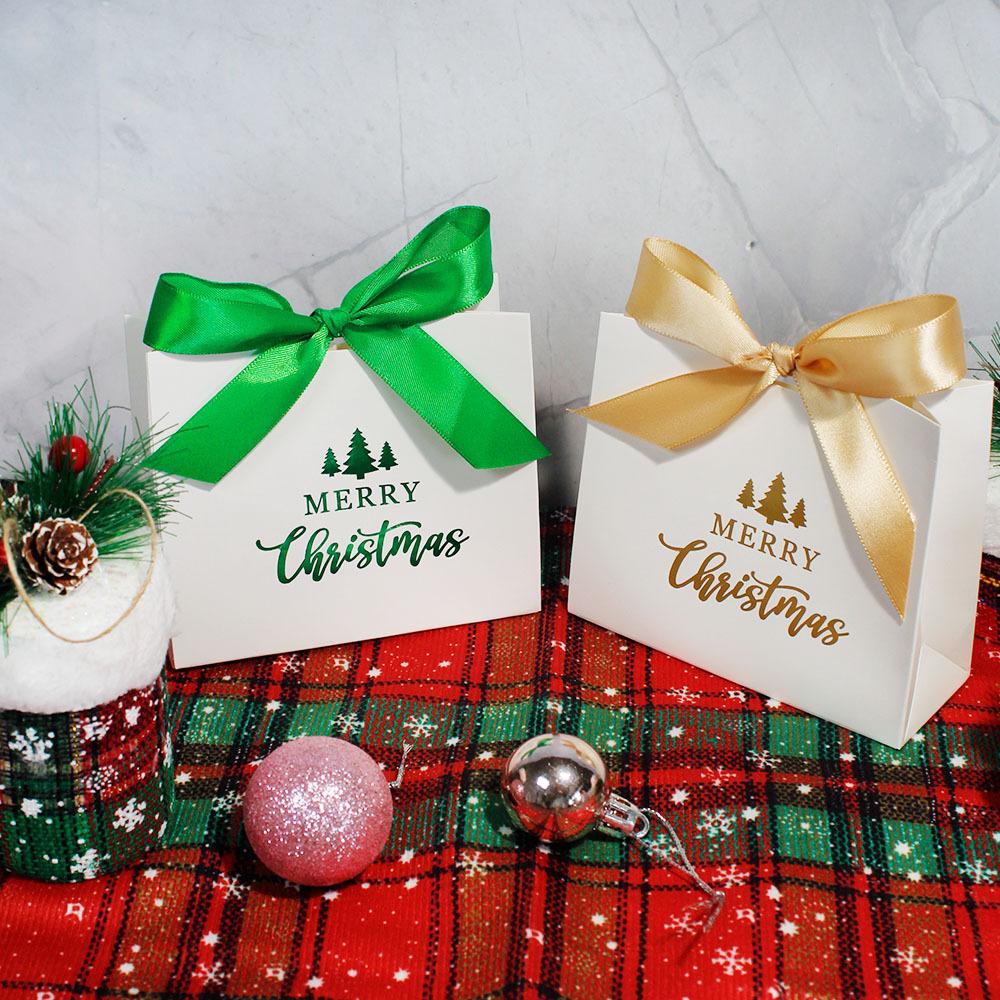 Christmas Gift Candy Box 3D Eve Cookies Favor Gift Packaging Box With Ribbon New Year Merry Christmas Party Decoration