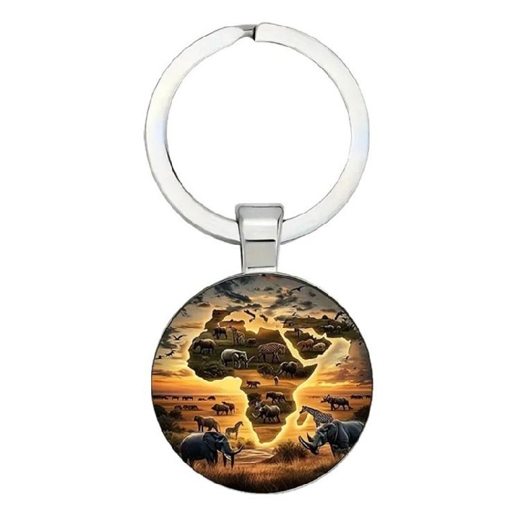 

Wildlife Lover Keychain African Animal Patterns Including Lions Elephant Giraffe Sustainable Alloy Metal Keyrings for Decoration 1