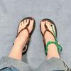 Lambskin sparkling rhinestone pinch flip-flops summer new fairy wind vacation beach flat toe sandals
