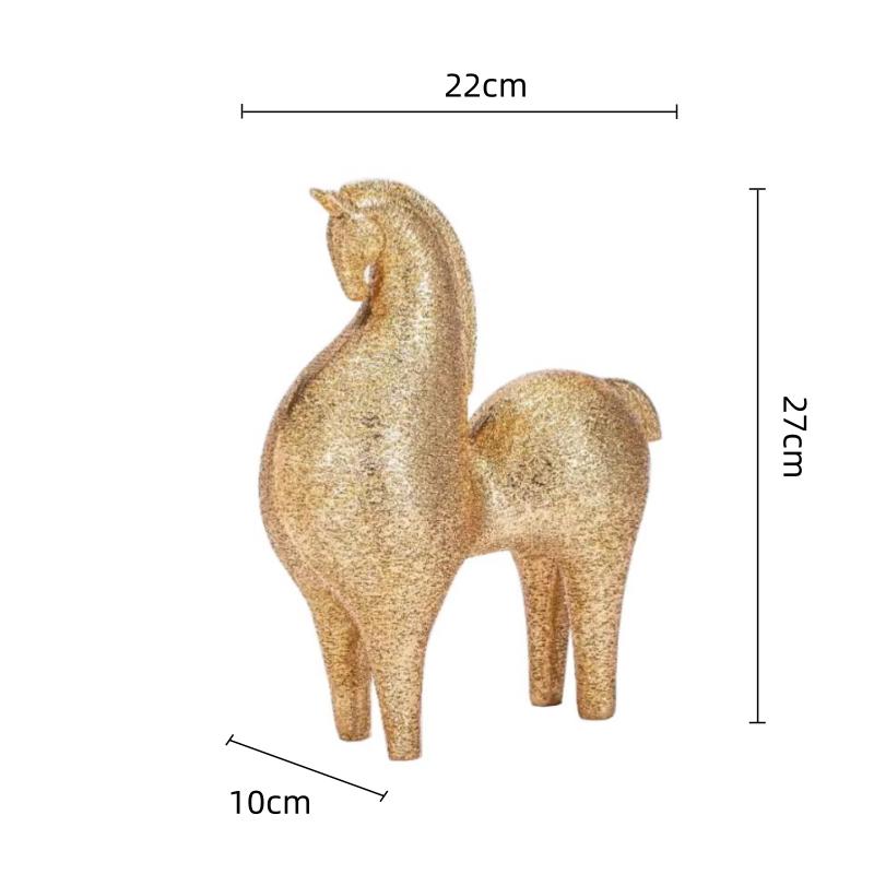 Golden Horse Statue Resin Handicraft Chinese-style Retro Tang Horse Figurine Realistic Animal Gold Foil Home Decoration золотой