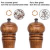 Wooden Pepper Mill, Ceramic Burr Adjustable Coarseness Pepper Grinder, Durable Manual Spice Pepper Mills Easily Refillable and Great Use, 8 Inch,