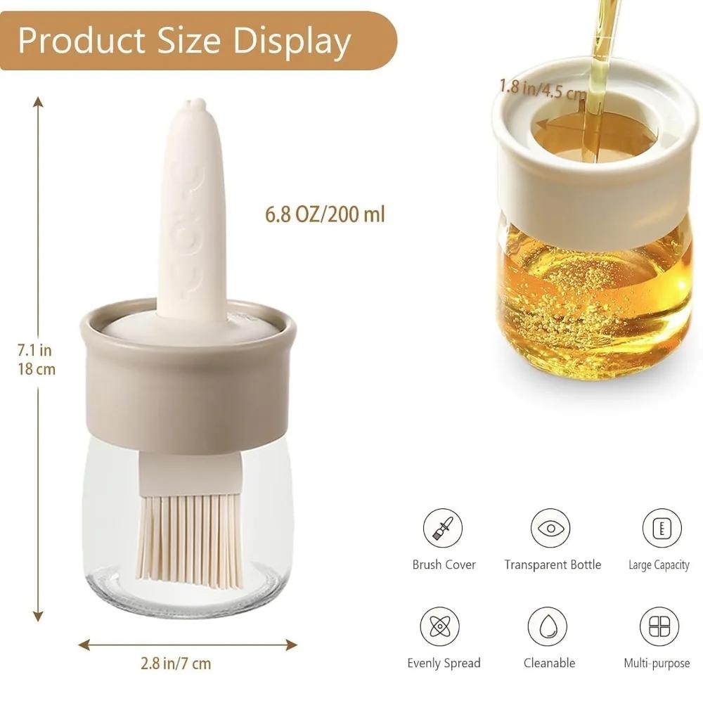 Silicone Brush and High Temperature Resistant Oil Bottle,2 In 1 Oil Dispenser Bottle with Silicone Basting Brush for Cooking,