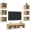 8-teiliges TV-Möbelset mit LED, Sonoma-Eiche