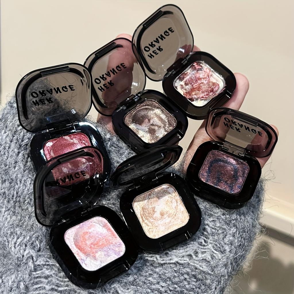 Mini Mashed Potato Monochrome Eyeshadow, Glitter Highlighter Shimmer Palette with Soft Cream Texture Natural Waterproof & Sweat-Proof Eye Makeup