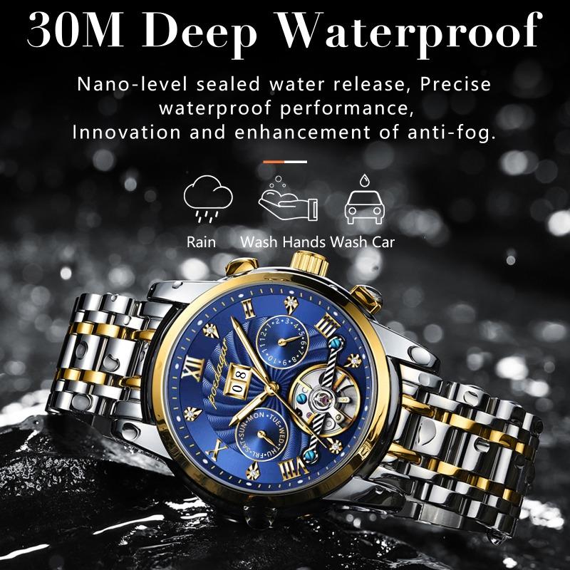 POEDAGAR Orologio da polso meccanico automatico di lusso Acciaio Inossidabile Tourbillon Orologio da uomo Impermeabile Luminoso Orologi da uomo da affari