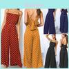 Elegant Womens Polka Dot Jumpsuit With Sleeveless And Wide Leg Pants Backless Design