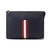 Classic Striped Clutch Briefcase Men Bags Dark-Blue Leather 6237155