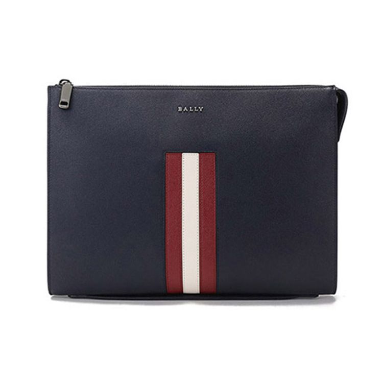 

Bally Classic Striped Clutch Briefcase Men Bags Dark-Blue Leather 6237155 Basic Set (Bag+Dust Bag)