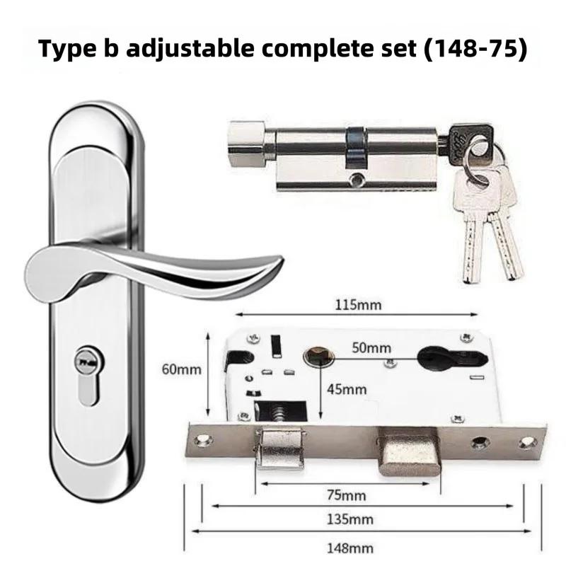 Universal Stainless Steel Indoor Door Lock Adjustable Wooden Door Handle for Bedroom Security Tamper-Free Household Safety