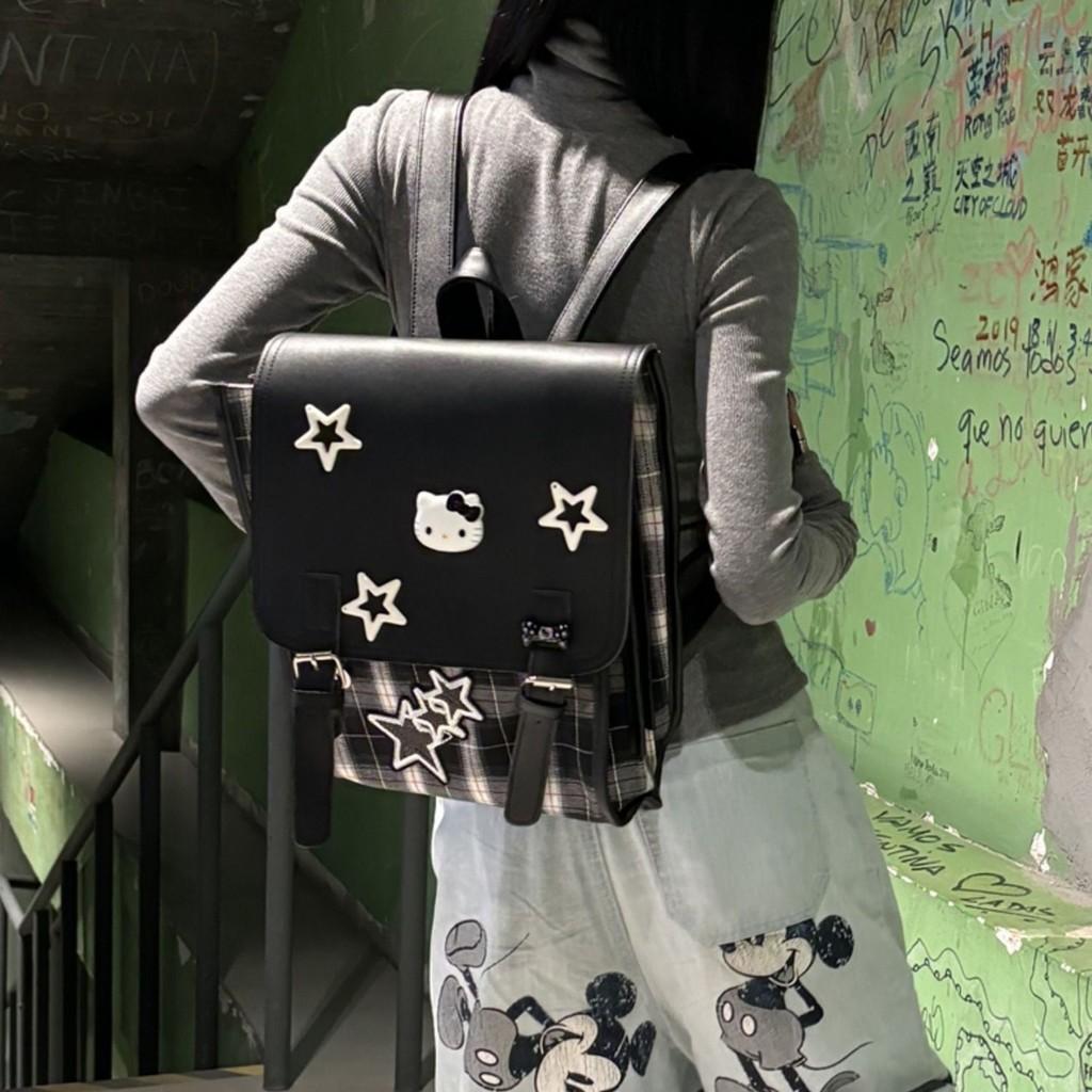 Pentagram Grid Pattern Fashion Backpack For Students And Daily Use