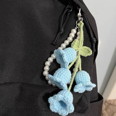 Taschenanhänger Kreativ Niedlich Perlen Gestrickte Orchideenblume Modisch Vielseitig Taschenzubehör Süß Multifunktionale Schlüsselanhänger