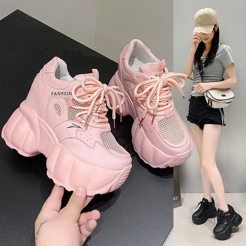 Mode 10cm Plateau Muffin Daddy Schuh Frau Sommer 2024 Neu Koreanische Version Kleine Höhenerhöhung Lässig Sport Damen Schuh Trend