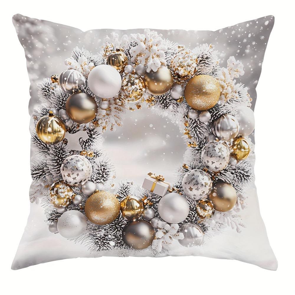 

Рождественское украшение наволочка зимняя новогодняя елка цветной шар гирлянда узор подходит для дома комната диван подушка чехол 40x40cm
