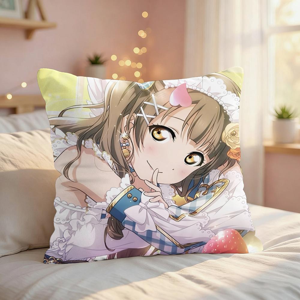 LLove Live School Idol Cushion Cover Silky Short Plush Invisible Zipper Dustproof Sofa Pillow Case For Home Decor