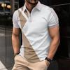 New Men's Lapel Fashion Slim Colour Blocking Men's T-shirt POLO Shirt Tops