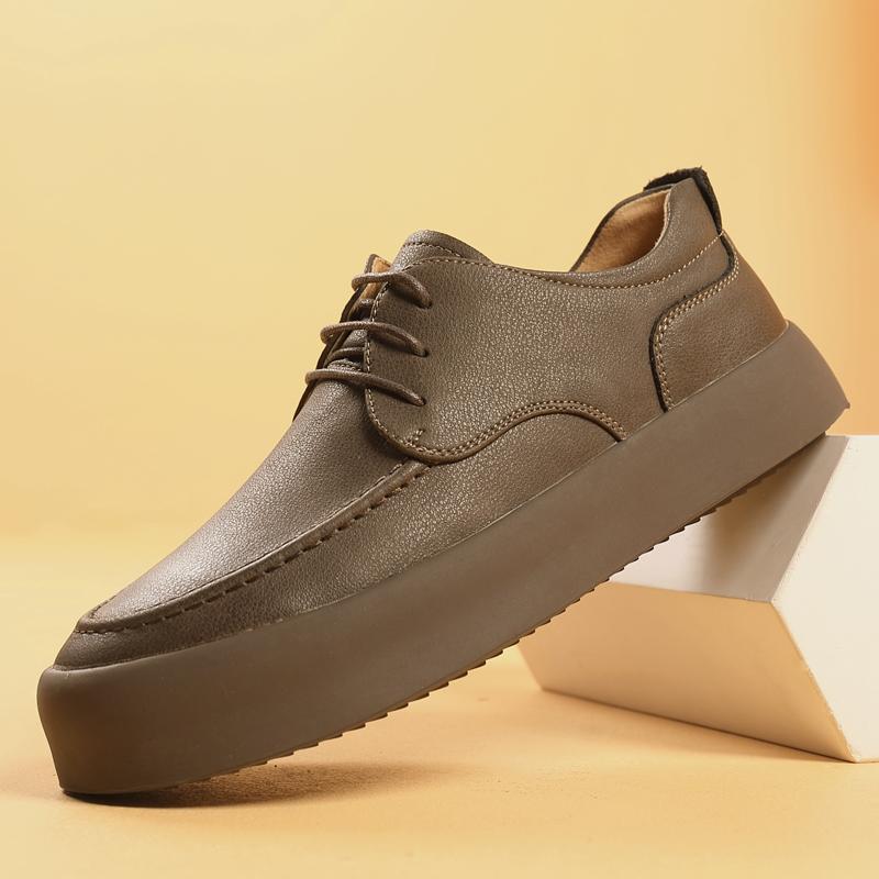 

Весенние высококачественные мужские кожаные туфли с толстой подошвой, увеличенной на 5 см, британский стиль, повседневные кожаные туфли со шнуровкой, мужские повседневные туфли ручной работы 44 темно серый