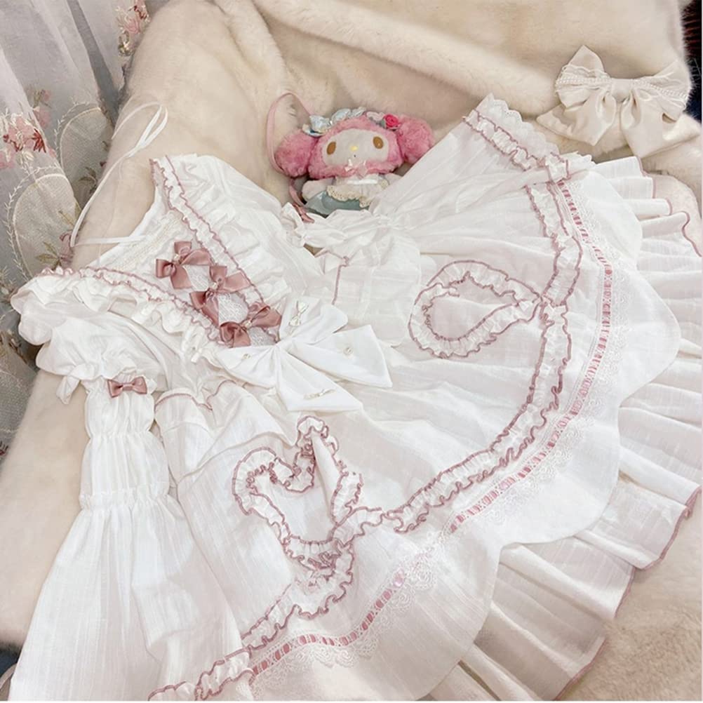 Toku and Yuu Bride Lolita Hana Lolita Princess Large Super Cute Lace Ladylike School Cultural Mori Girl Long Hair Court Super Cute Princess Dress,