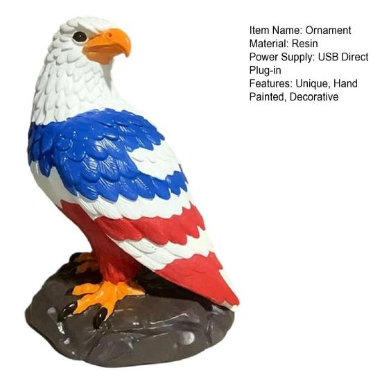 Eagle Night Light, Resin Eagle Statue Desk Lamp with Warm Glow, Hand Painted Bird Sculpture for Home Decor