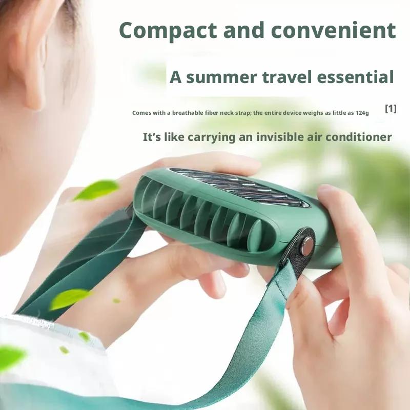 Hanging Neck Mini Fan Hands-free Silent Small Cooling Fan Adjustable Wind Speed Lightweight Personal Fan For Student Office