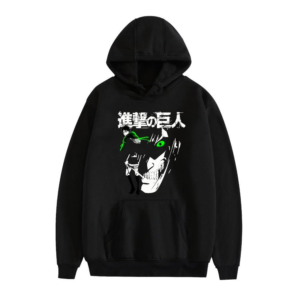 Худи Атака Титанов Аниме Худи Атака Титанов Стритвир Толстовка с капюшоном Мужская Женская Косплей Спорт XS чёрный