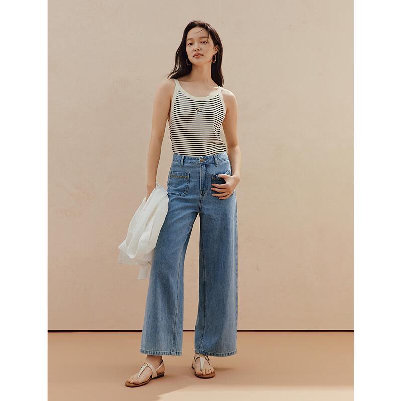 INMAN Retro Washed Wide-Leg Jeans