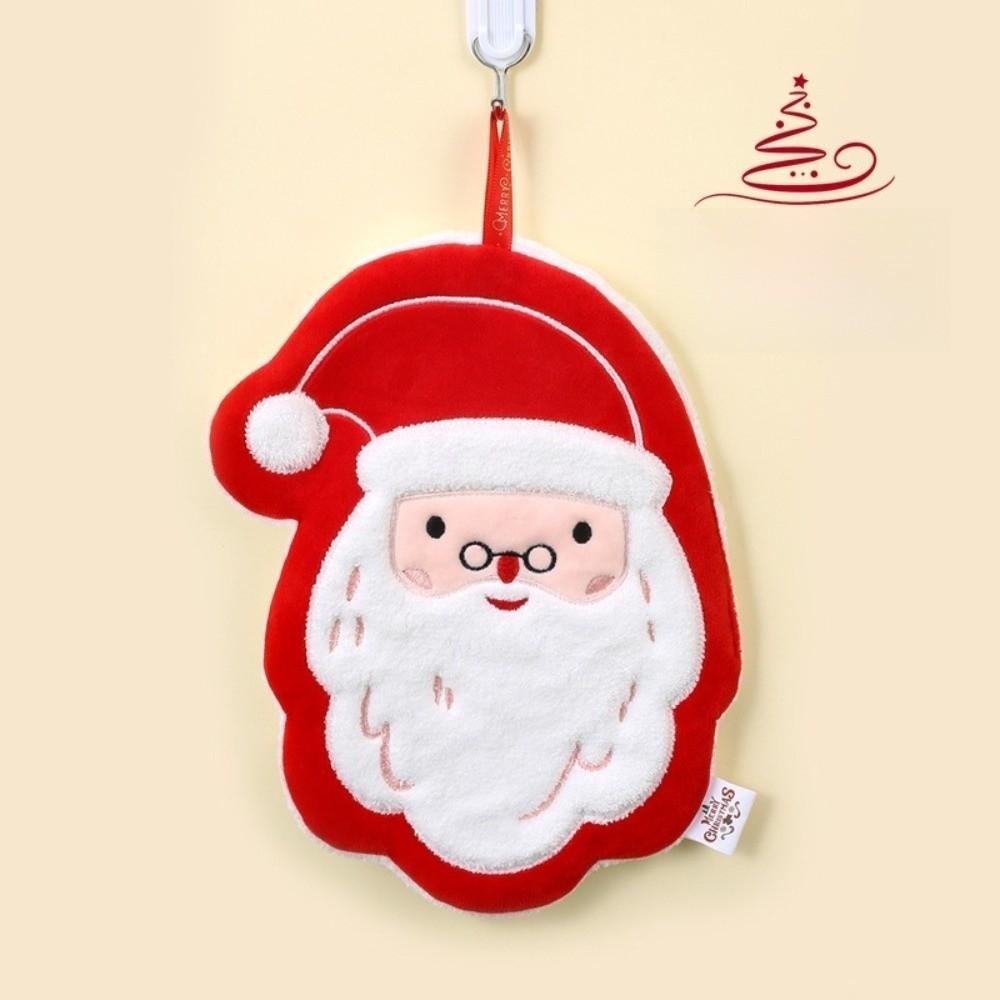 Cartoon Snowman Christmas Hand Towel Absorbent Coral Fleece Wipe Cloth Christmas Decor Quick-drying Kitchen Cleaning Rag