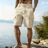 Pantaloncini Cargo Bianchi da Uomo con Coulisse Vita Elastica Pantaloncini Casual con Tasche Laterali