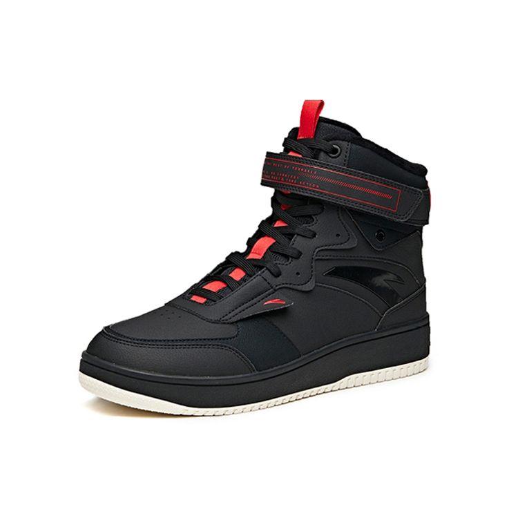 Anta Fleece Casual High-Top Sneakers Men Sneakers Black Red 912048900-1