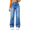 Women's High-Waisted Retro Straight-Leg Jeans - Slimming Loose Fit, Petite Floor-Length