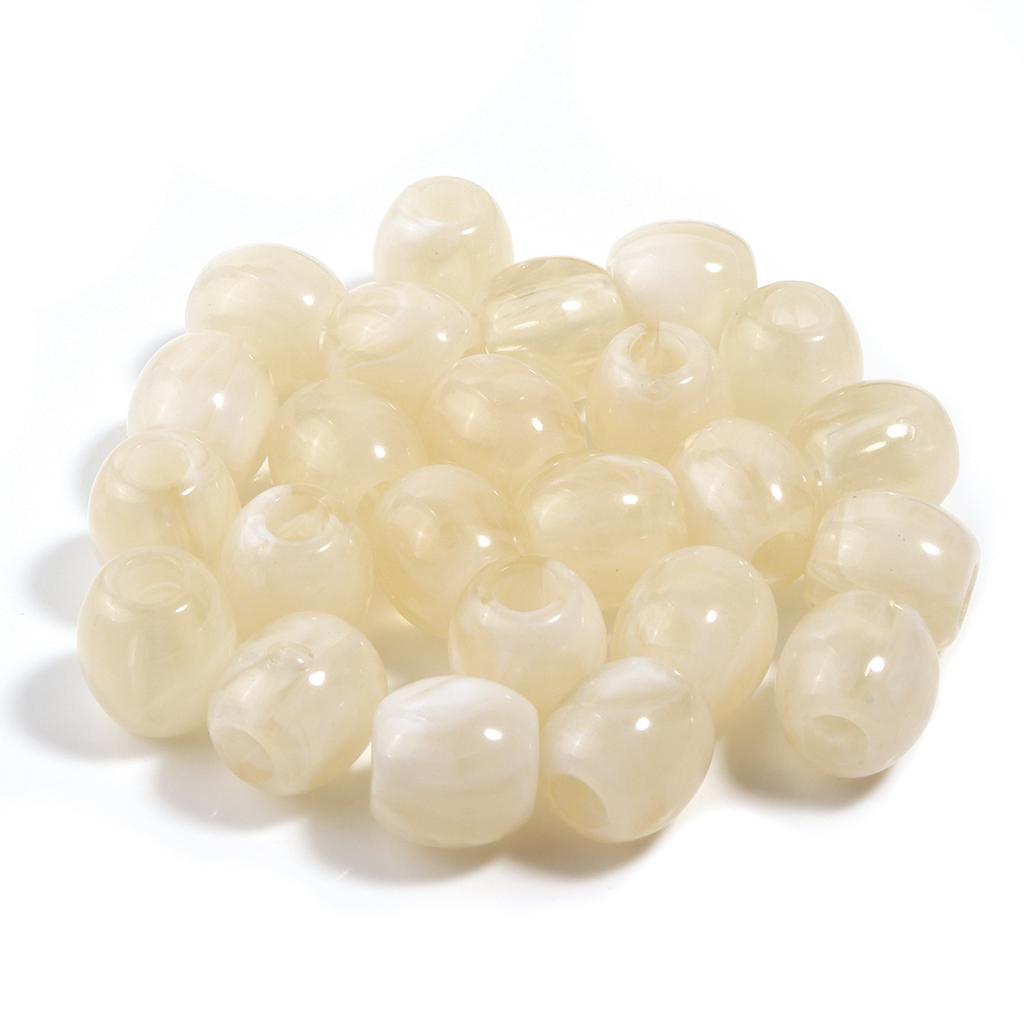 40pcs/lot Colored Barrel Shape Acrylic Beads Big Hole Loose Spaced Imitation Jade Beads For DIY Bracelet Bags Decor Accessories