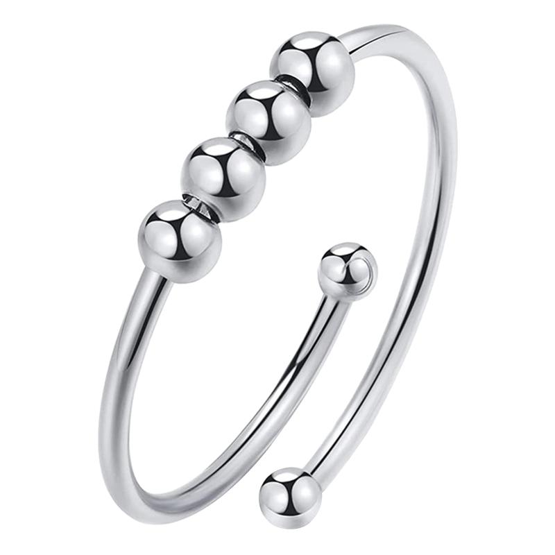 Punk Anxiety Rings For Women Men Spiral Fidget Beads Ring 2024 Trend Jewelry Rotate Freely Anti Stress Stainless Steel Ring Gift