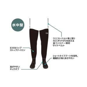 Daiwa (DAIWA) Fishing Waders, Radial Waders (Round Toe), Black, Size S, RW-1301