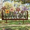Rostige Blumenbeet-Stange Dekoration Wetterfest Innen Außen Hof Rasen Terrasse Weg Metall Blumen-Silhouette Schild Stange Ornament