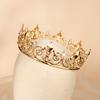 Classic jewelry retro king crown round golden rhinestone alloy crown men and women party dance headwear