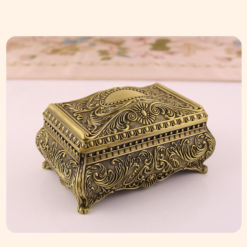 Metall Schmuckschatulle Rechteckige Aufbewahrungsbox für Schmuckstücke Vintage Schmuckschatulle für Frauen Mädchen Geburtstag Weihnachten