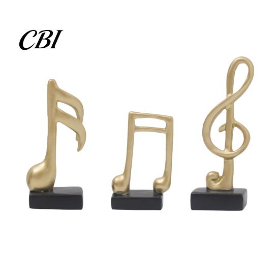 Study Room Decoration 3Pcs Minimalist Music Note Resin Sculpture, Treble Clef & Eighth Quarter Desk Desktop Decor for Piano Living Room, Matte