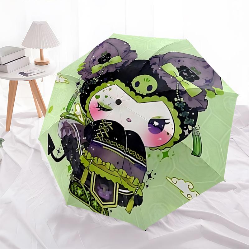 

1pc Charming Green Skull Design Automatic Opening/Closing Umbrella with Bowknot Decoration - Perfect for Fans, Travelers, Daily Use, and Festive Gifts