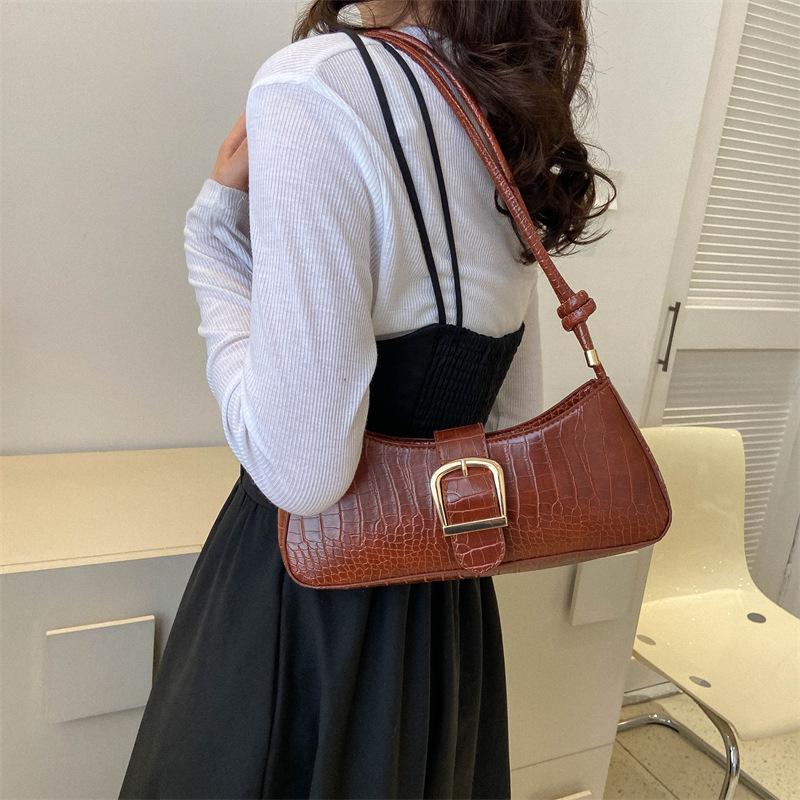 2023 Trendy White French Texture Underarm Handbag for Women - Solid Color Baguette Style