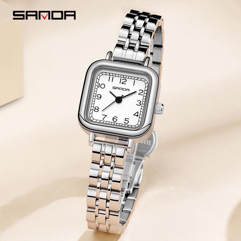 Sanda Women's Retro Square Quartz Watch - Elegant Cold Style Fashion Timepiece